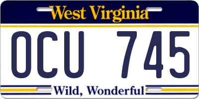 WV license plate OCU745