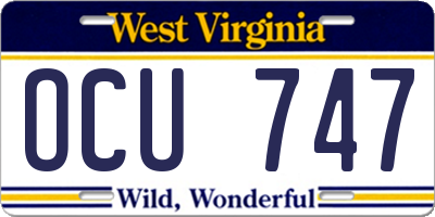 WV license plate OCU747