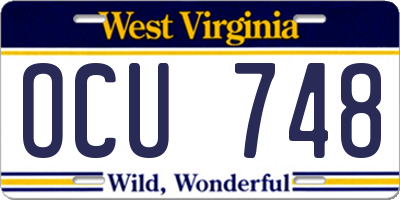 WV license plate OCU748