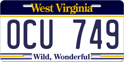 WV license plate OCU749