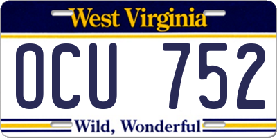 WV license plate OCU752