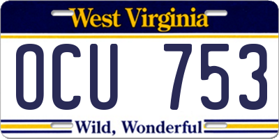 WV license plate OCU753