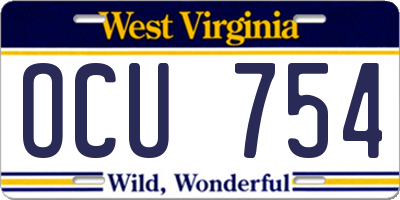 WV license plate OCU754