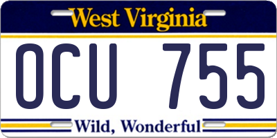 WV license plate OCU755