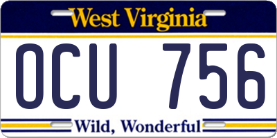 WV license plate OCU756