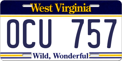 WV license plate OCU757