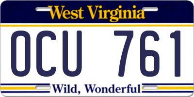 WV license plate OCU761