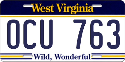 WV license plate OCU763