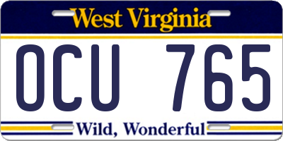 WV license plate OCU765