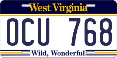 WV license plate OCU768
