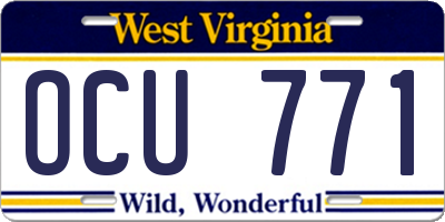 WV license plate OCU771