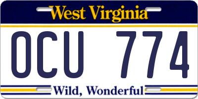 WV license plate OCU774