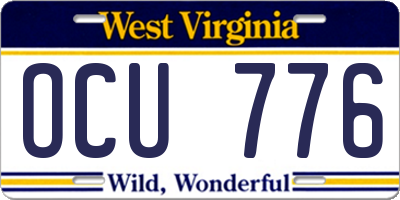 WV license plate OCU776