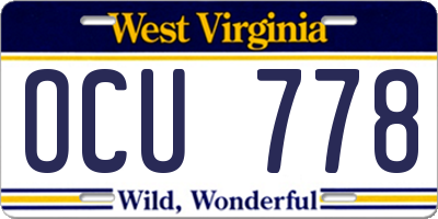 WV license plate OCU778