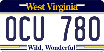 WV license plate OCU780