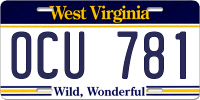 WV license plate OCU781