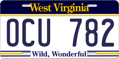 WV license plate OCU782