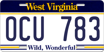 WV license plate OCU783