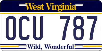 WV license plate OCU787