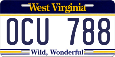 WV license plate OCU788