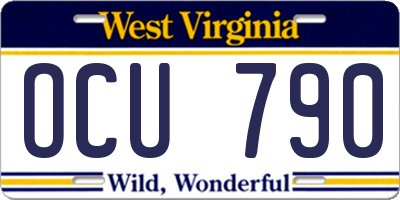 WV license plate OCU790