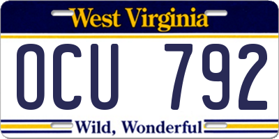 WV license plate OCU792