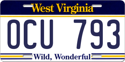 WV license plate OCU793
