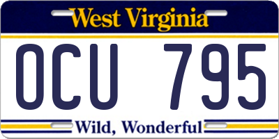 WV license plate OCU795