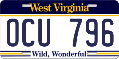 WV license plate OCU796