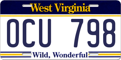 WV license plate OCU798