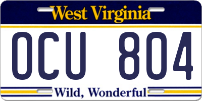 WV license plate OCU804
