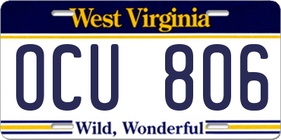 WV license plate OCU806
