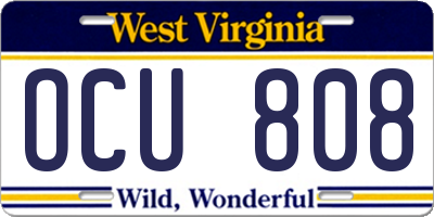 WV license plate OCU808