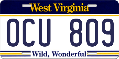 WV license plate OCU809