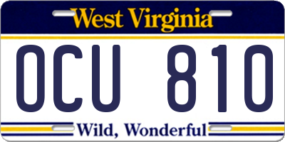 WV license plate OCU810