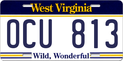 WV license plate OCU813