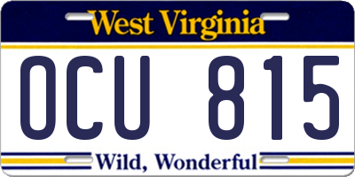 WV license plate OCU815