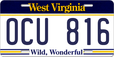 WV license plate OCU816