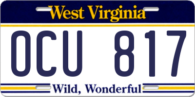 WV license plate OCU817