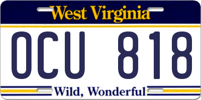 WV license plate OCU818