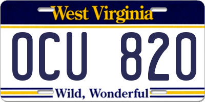 WV license plate OCU820