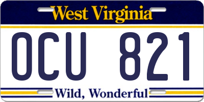 WV license plate OCU821