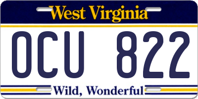 WV license plate OCU822