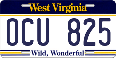 WV license plate OCU825