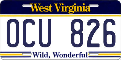 WV license plate OCU826