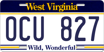 WV license plate OCU827