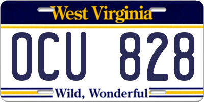 WV license plate OCU828