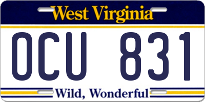 WV license plate OCU831