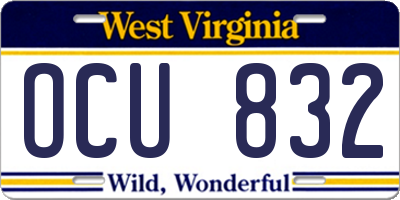 WV license plate OCU832