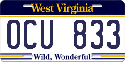 WV license plate OCU833